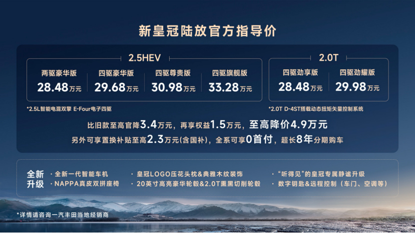 一汽丰田新款皇冠陆放上市 2848万起